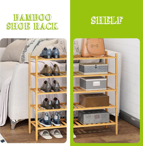 5-Tier Closet BMOSU Bamboo Shoe Rack Premium Stackable Shoe Shelf Storage Organizer for Hallway Living Room Entryway