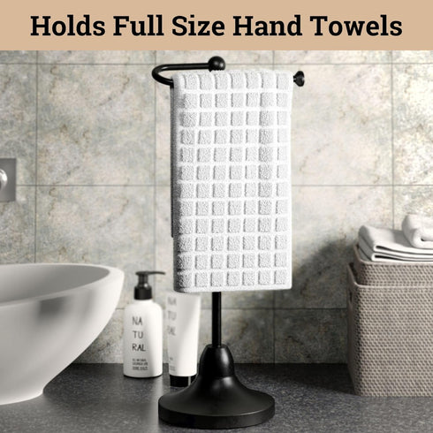 Countertop 17 Inch Counter Hand Towel Holder for Bathroom - Tall Black Free-Standing Hand Towel Stand for Bathroom