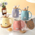 BigNoseDeer Ceramic Tea Cup with Infuser and Lid, Kawaii Cat Mug, Cute Gifts for Women, Girls (13oz)