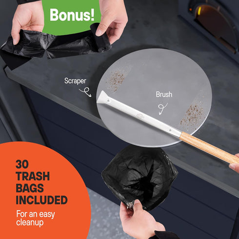 26" 2-in-1 2 30 SCRUBIT Pizza Oven Brush with Scraper, Heat Resistant - Stainless-Steel Pizza Stone Brush with Pizza