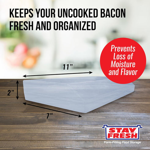 Stay Fresh Bacon Keeper 1lb Plastic Bacon Container for Refrigerator Preserves Freshness and Prevents Spoilage – No Mess Bacon Storage Replaces Greasy Packaging