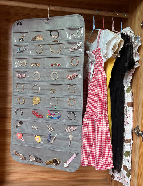 Hanging Jewelry Organizer, 80 Pocket Accessories Organizer for Holding Jewelries