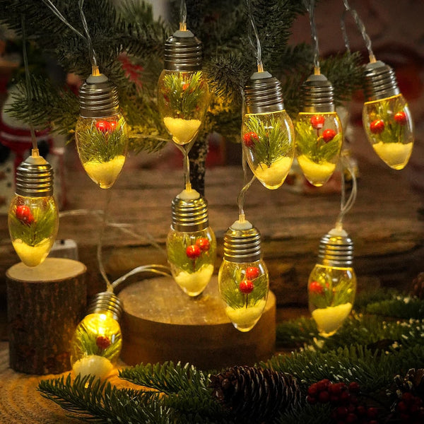 HFXXAD Christmas Lights Indoor, 10 LED Clear Bulbs Christmas Tree Snow Globe String