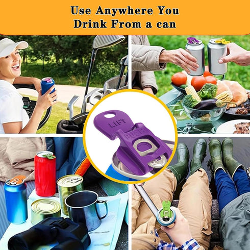 ChefktCove 6 (6 PCS Colorful One-Hand Soda Can Opener with Leak-Proof Reusable Drink Covers For Coke, Beer, Soda