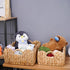 Set 2 LUSYDECO of Scalloped Edge Wicker Storage Basket with Built-in Handles, Rectangle Water Hyacinth Basket