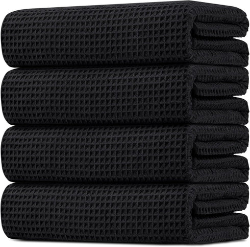 HOMEXCEL Waffle Bath Towels Set 4 Pack, Premium Microfiber Bathroom Towels, Lightweight,