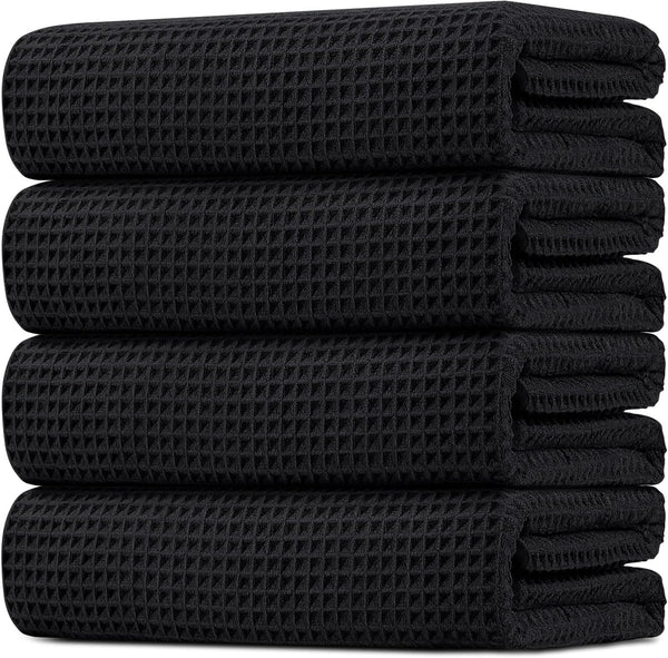 HOMEXCEL Waffle Bath Towels Set 4 Pack, Premium Microfiber Bathroom Towels, Lightweight,