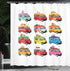 Ambesonne Truck Shower Curtain, Colorful Food Truck Illustration, Cloth Fabric Bathroom Decor Set with Hooks, 69" W x