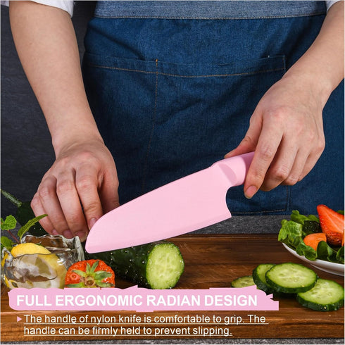 Nylon Knife for Nonstick Pans, 2 pcs Kitchen Knife, Safe for Kids, High Temperature Resistant up to 460°F (Pink)