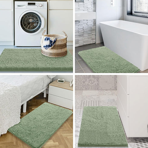 smiry Luxury Chenille Bath Rug 24''x16'', Extra Soft Shaggy Bathroom Mat, Non-Slip Plush Carpet Runner, Machine