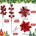 60 6 Poinsettia Pcs Silver Styles Christmas Artificial Flowers with Glitter Berries Stems Tree Picks for Christmas Tree