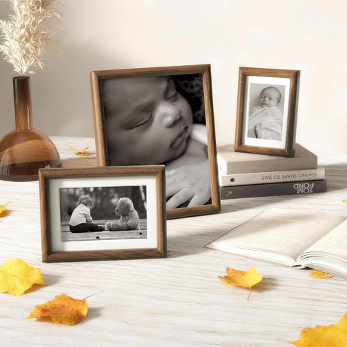 8x10 5x7, Venusmiles Picture Frame, Natural Solid USA-Sourced Walnut Wood Photo Frames with HD Tempered Glass