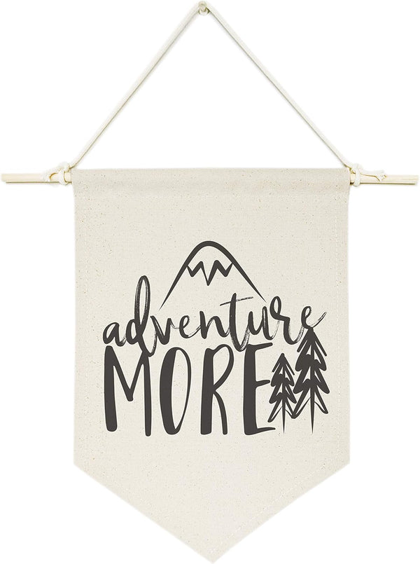 The Cotton & Canvas Co. Adventure More Hanging Wall Canvas Banner, Motivational Print and Home Decor