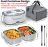 80W 1.5L 304 Sitlais Heated Lunch Box for Men&Women - Electric Lunch Box for Adults with Dual Stainless Steel