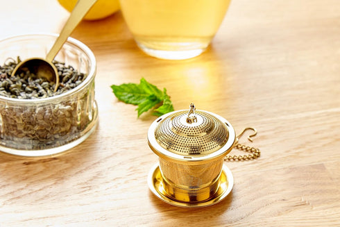 Tea Infuser Set of 2 with Tea Scoop and Drip Tray - Ultra Fine Stainless Steel Strainer for Loose Leaf Tea