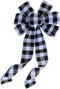 Buffalo Plaid Christmas Wreath Bow - Pre-Tied 10" Wide, 18" Long, Black and White Checkers, Fall Door Decoration