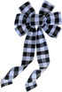 Buffalo Plaid Christmas Wreath Bow - Pre-Tied 10" Wide, 18" Long, Black and White Checkers, Fall Door Decoration