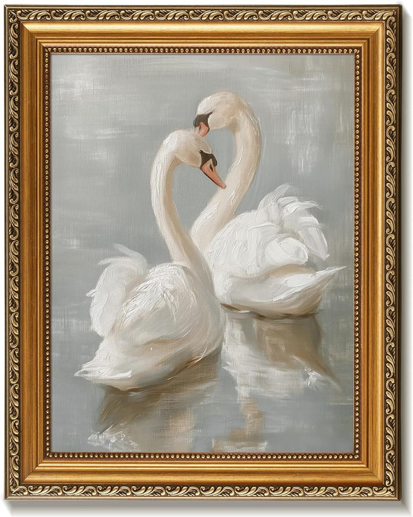Vodefoad Vintage Gold Framed Wall Art Prints Decor Classical Swan Canvas Oil