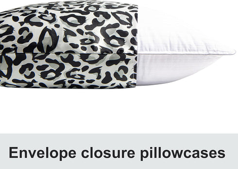 NTBAY 2 Pack Satin Pillowcases for Hair and Skin, Leopard Printed 20x26 Inches with Envelope Closure