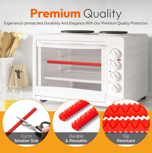 Silicone Oven Rack Shields, Heat Resistant Rack Protector, 14 Inches Long, Red