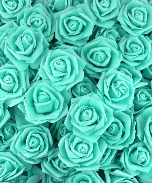 100pcs DIY Real Touch 3D Artificial Foam Rose Head - Without Stem for Wedding Party Home Decoration (Tiffany)