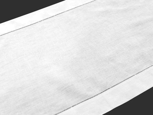 CleverDelights 100% Linen Table Runner, White Linen Hemstitch, 16" x 108"