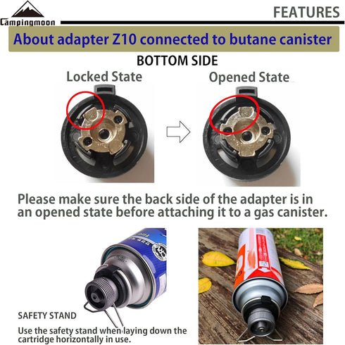 CAMPING MOON Camping Stove Adapter with Extend Hose (21.65"/55cm) for Z10/Z13M/Z16
