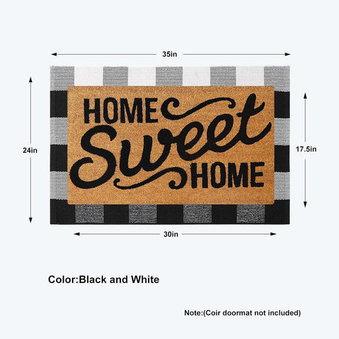 KIMODE Buffalo Plaid Front Door Mat, 24"x35", Black and White Checkered Cotton Woven Rug