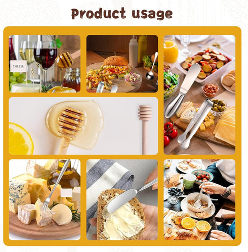 Spreader Knife Set, 8-Piece Cheese and Butter Spreaders, Mini Serving Tongs, Stainless Steel Multipurpose Knives