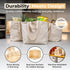 3pc Set VeraMia Canvas Grocery Bag XL with Real Pockets, Long Shoulder Strap and Short Handle. Heavy Duty, Foldable
