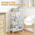 4-Tier TOOLF Rolling Cart, Metal Utility Cart, Slide Out Storage Cart with Wooden Tabletop and Mesh Baskets, Easy