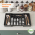 Lifewit Expandable Silverware Drawer Organizer, Adjustable Utensil Tray for Kitchen Drawers, Large Black Storage