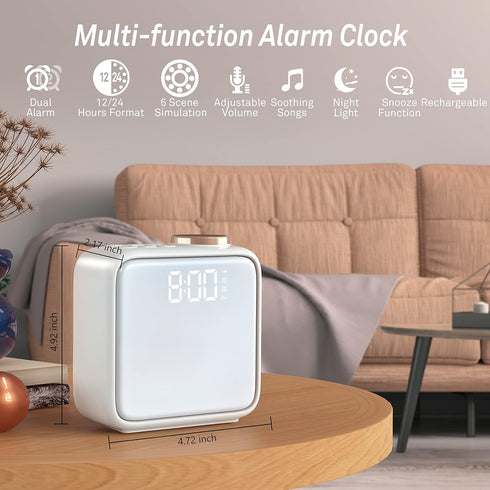 6 Snooze, AIRIVO Alarm Clock Night Lights, Built-in Battery Alarm Clock for Bedrooms, Scenes & White Noise Sync, Dual