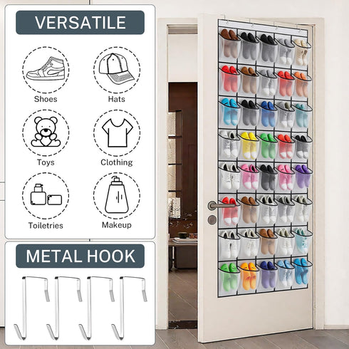 Hualleko 40 20 Large Mesh Pocket Over the Door Shoe Organizer,Hanging Shoe Rack for Door, Shoes Organizer Hanger