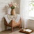 24 24 inch, Summer Boho Small Tablecltoh Square x Spring Cotton Linen Bedside Table Cloth with Tassel, Brown Nightstand