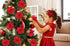 RECUTMS 10 PCS Red Glitter Poinsettia Flowers, Artificial Christmas Decorations for Tree, Wreath, New Year Ornaments