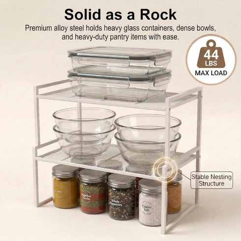 Set 2 12.6''W 44 LBS Counter Countertop of Cabinet Organizers Load Capacity Heavy Duty Kitchen Pantry Shelves Storage