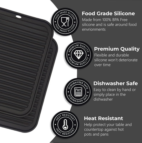 Silicone Trivets for Hot Pots and Pans (4 Pack), Heat Resistant Mats for Kitchen, 9 x 12 inch