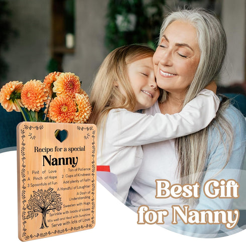 Bamboo Cutting Board for Nanny, Best Nanny Birthday Gifts from Grandchildren, Kitchen Gifts for Nanny (11 * 8 inches)