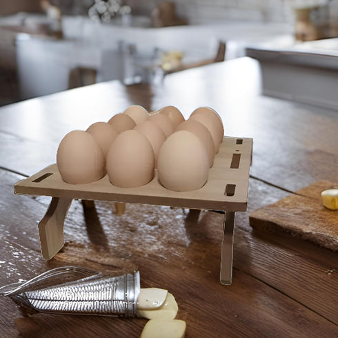 Stackable Wooden Egg Holder Countertop Egg Organizer for Fresh Eggs,Rustic Double Layer Egg Tray Rack Gathering 24 Eggs Display Stand for Home Kitchen Decor, 2 pcs by TAIANLE