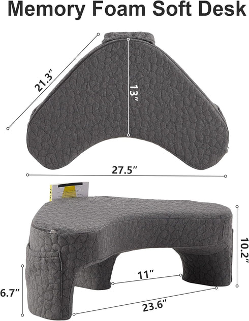 Generic 3 Heart Shaped Reading Pillow for Lap,Ergonomic Memory Foam Rest Pillow with Side Pockets,Soft Lap Desk