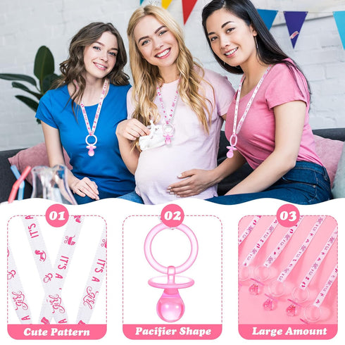 36 Coume Pcs Shower Party Pacifiers Necklace Acrylic Pacifiers Party Favors Charm Necklace for Shower Decorations