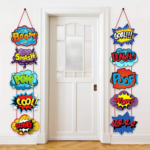 Poen Hero Themed Party Decorations - Large Hero Action Sign Fun Cutouts for Birthday Baby Shower Party Supplies, 10