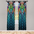 Ambesonne Abstract Window Curtains - Curves Pattern with Weathered Colors and Blue Ombre Detail, 2-Panel Set 28" x 84"