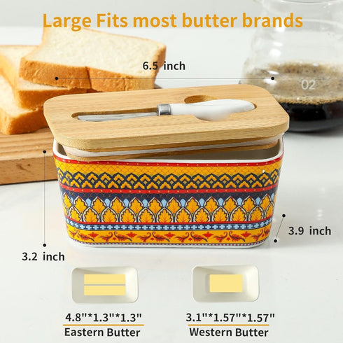 countertop, Counter, Hasense Butter Dish with Lid, Ceramic Butter Dish with Lid for Airtight Covered Butter Keeper