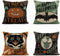 Set of 4 Linen Throw Pillow Covers 18x18 Inch, Vintage Halloween Scaredy Cats Pumpkins Skeletons