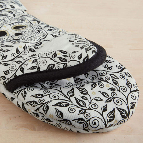 Fiesta Skull & Vine Oven Mitt & Pot Holder Set, Multi-colored, 6.5"x13" and 8"x8"