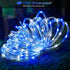 JMEXSUSS 200 LED Solar Rope Lights for Christmas Decor - 72ft IP65 Outdoor Waterproof with 8 Modes, Blue and White