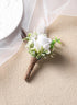 Rose Boutonniere for Men Wedding, Handmade White Corsage Feather Boutonniere for Formal Dinner Party Ceremony