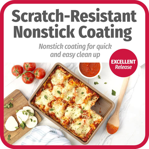 GoodCook BestBake Nonstick Textured Carbon Steel Oblong Pan, 9" x 13", Bronze